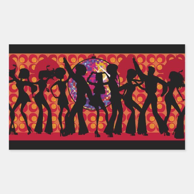 Pegatina Rectangular dance-295134 fiesta disco música disco 60ies silho (Anverso)