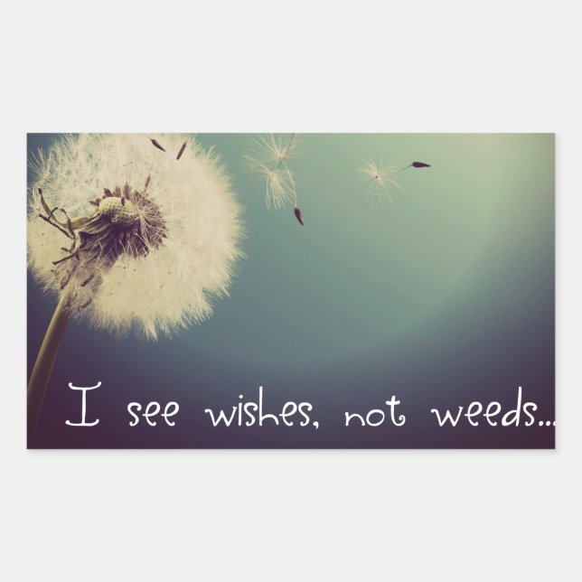 Pegatina Rectangular Dandelion Wishes (Anverso)