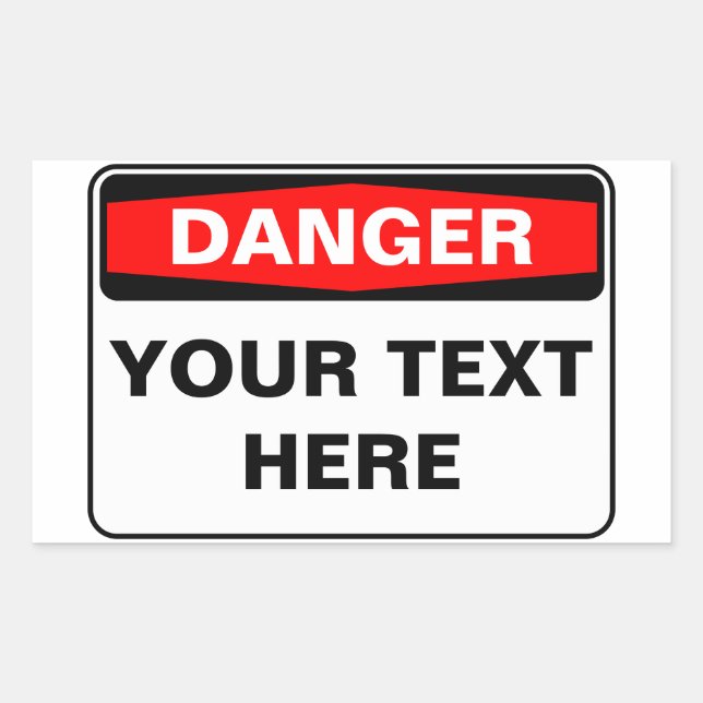 Pegatina Rectangular Danger Sign, template, landscape version (Anverso)