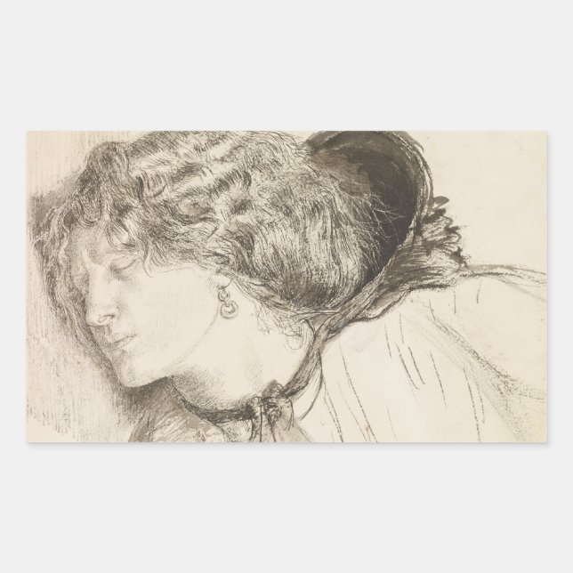 Pegatina Rectangular Dante Gabriel Rossetti - Encontrado - Estudio para (Anverso)