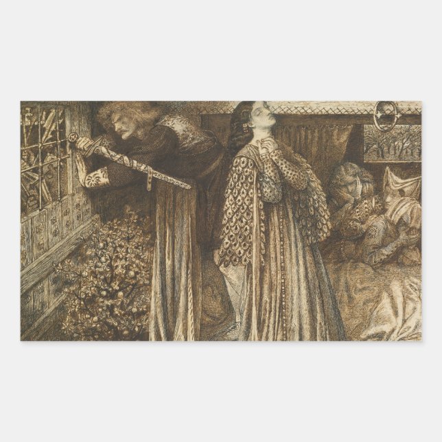 Pegatina Rectangular Dante Gabriel Rossetti - Sir Launcelot (Anverso)