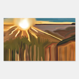 Pegatina Rectangular Danza del arte abstracto de Cacti