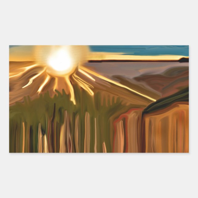 Pegatina Rectangular Danza del arte abstracto de Cacti (Anverso)