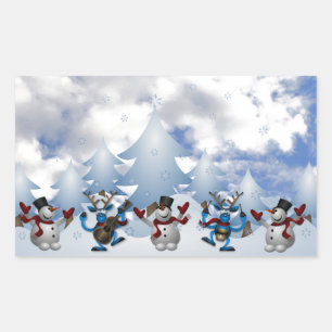 Pegatina Rectangular Danza en línea de navidades
