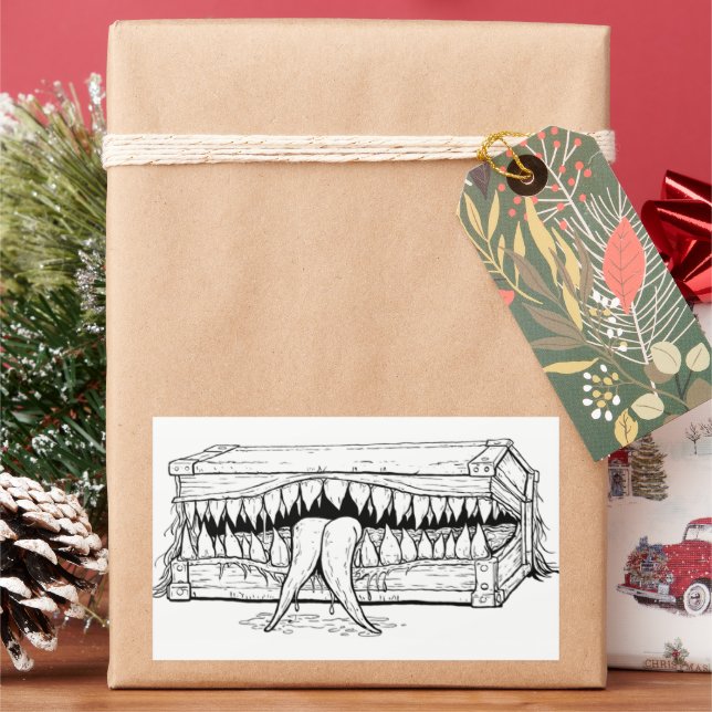 Pegatina Rectangular Dark Horror Illustration – Surreal Monster Chest  (Vacaciones)