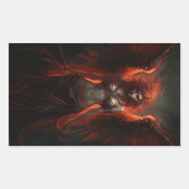 Pegatina Rectangular Dark Phoenix Gothic Fantasy Sticker (Anverso)