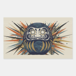 Pegatina Rectangular Daruma Skateboard – Japanese Ukiyo-e Inspired Art