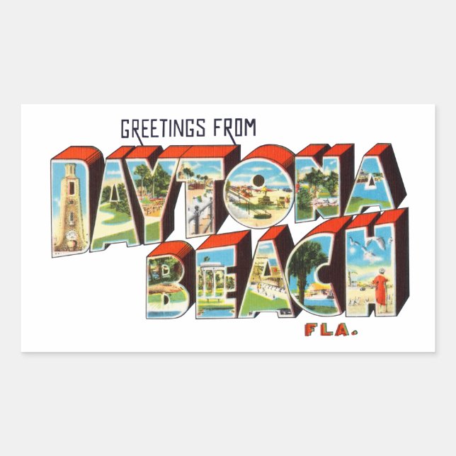 Pegatina Rectangular Daytona Beach FL (Anverso)
