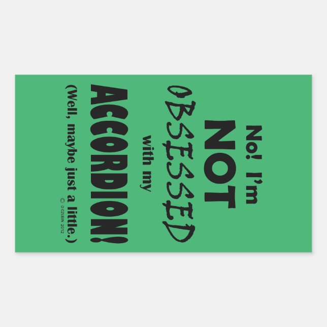 Pegatina rectangular de acordeón obsesionado (Anverso)