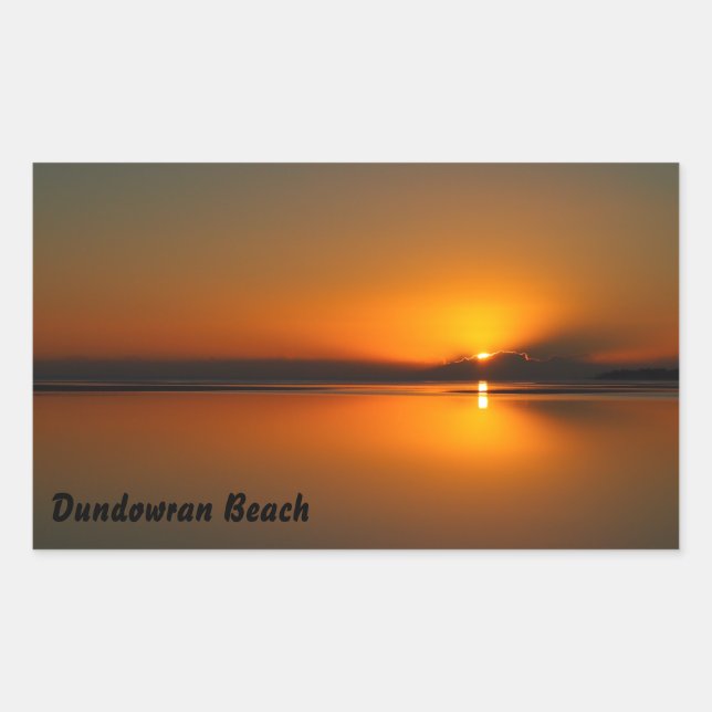 Pegatina rectangular de amanecer en la playa de Du (Anverso)