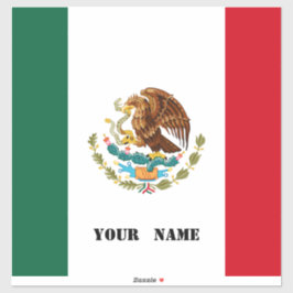 Pegatina rectangular de bandera mexicana personali