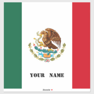 Pegatina rectangular de bandera mexicana personali