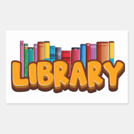 Pegatina rectangular de biblioteca