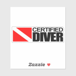 Pegatina Rectangular de buceo certificado