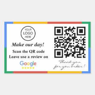 Pegatina rectangular de código QR de Google Review