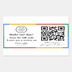 Pegatina rectangular de código QR de Google Review