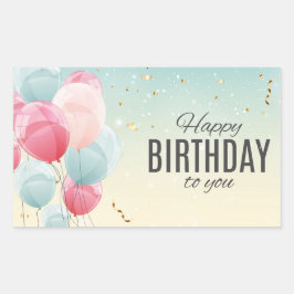 Pegatina rectangular de cumpleaños feliz