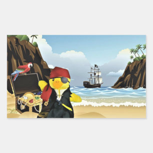 Pegatina rectangular de Danny Duck el pirata