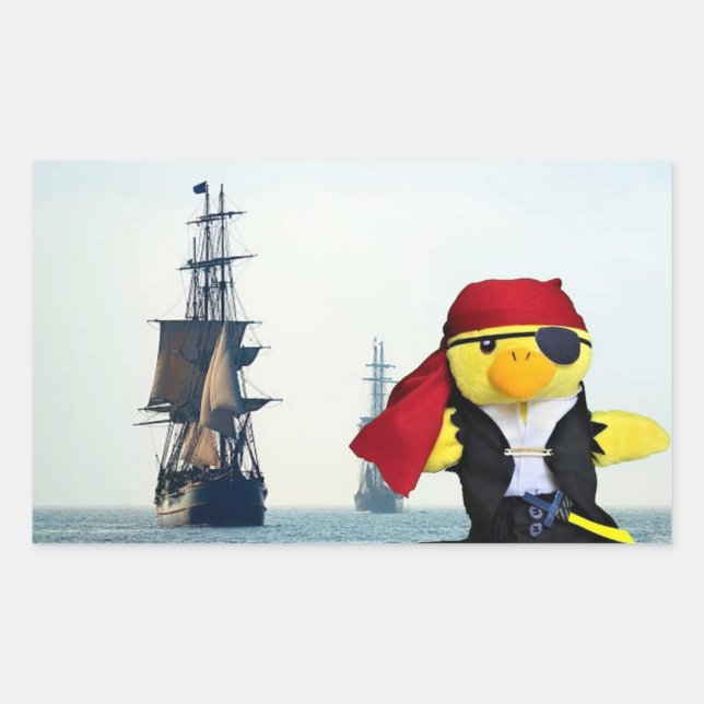 Pegatina rectangular de Danny Duck el pirata (Anverso)