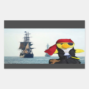 Pegatina rectangular de Danny Duck el pirata