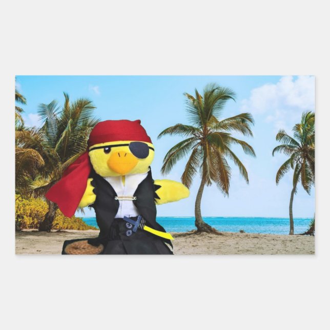 Pegatina rectangular de Danny Duck el pirata (Anverso)