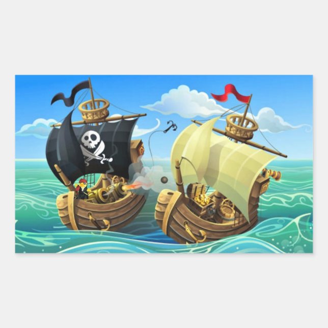 Pegatina rectangular de Danny Duck el pirata (Anverso)