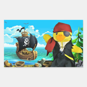 Pegatina rectangular de Danny Duck el pirata