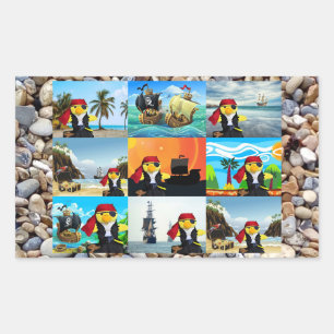 Pegatina rectangular de Danny Duck el pirata