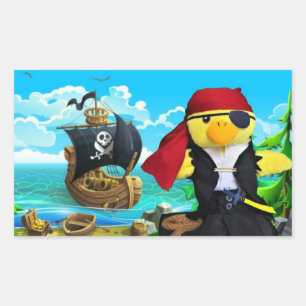 Pegatina rectangular de Danny Duck el pirata
