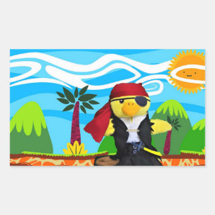 Pegatina rectangular de Danny Duck el pirata