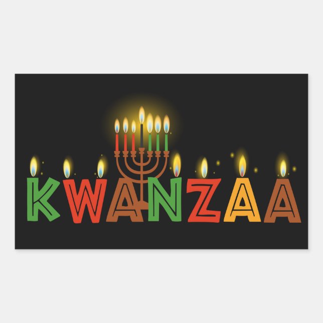 Pegatina rectangular de Kwanzaa (Anverso)