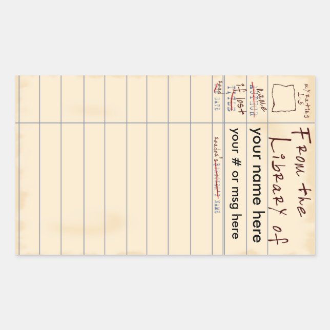 Pegatina Rectangular De la Biblioteca de (Anverso)