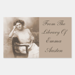 Pegatina Rectangular De la biblioteca… de la foto del vintage reserve