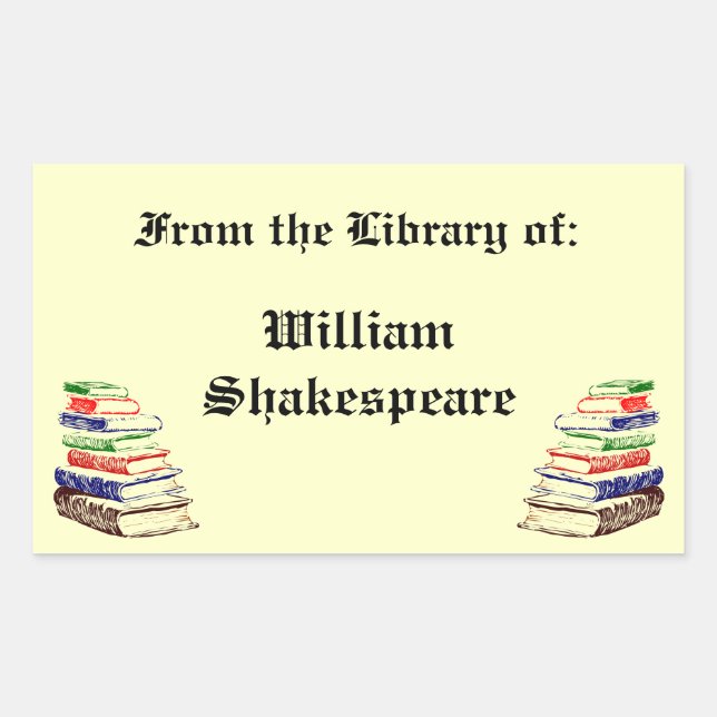 Pegatina Rectangular De la biblioteca de la placa de Personalizados de  (Anverso)