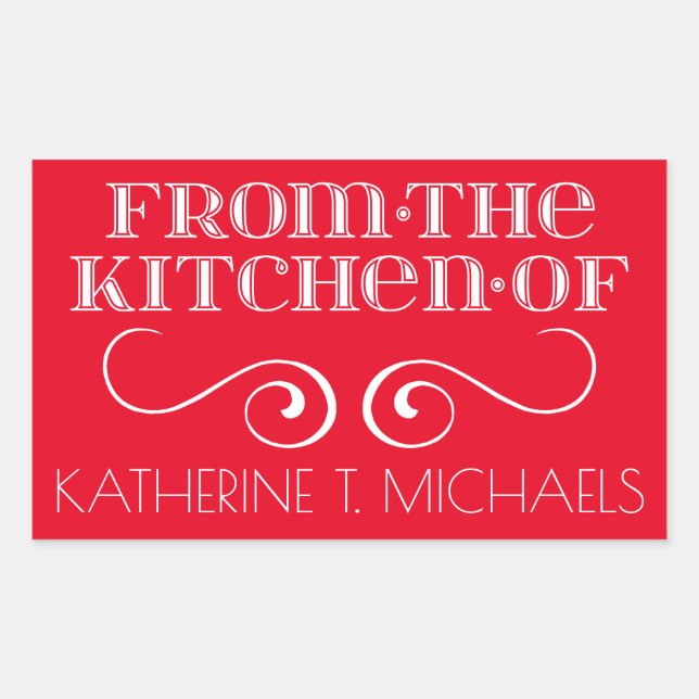 Pegatina Rectangular De La Cocina De (Anverso)