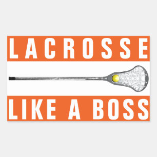 Pegatina rectangular de lacrosse femenino