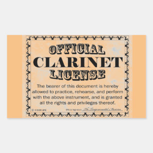 Pegatina rectangular de licencia Clarinet