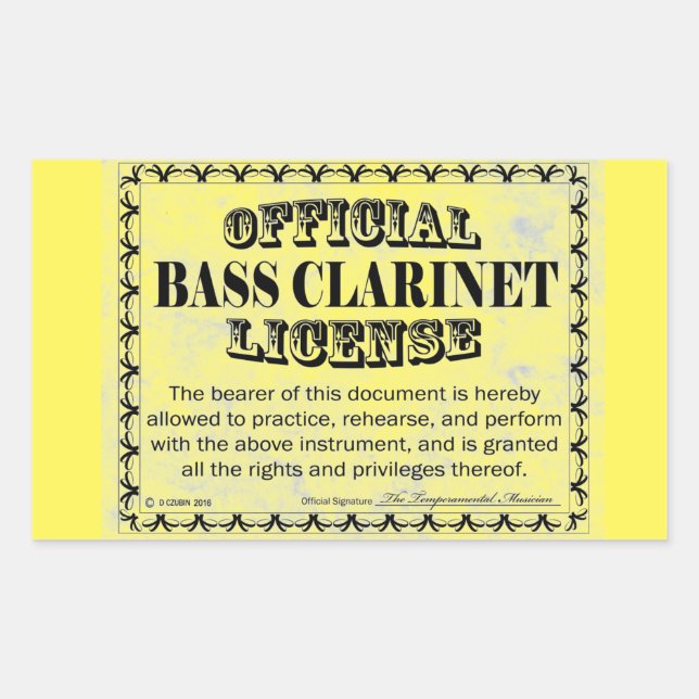 Pegatina rectangular de licencia de Clarinet (Anverso)