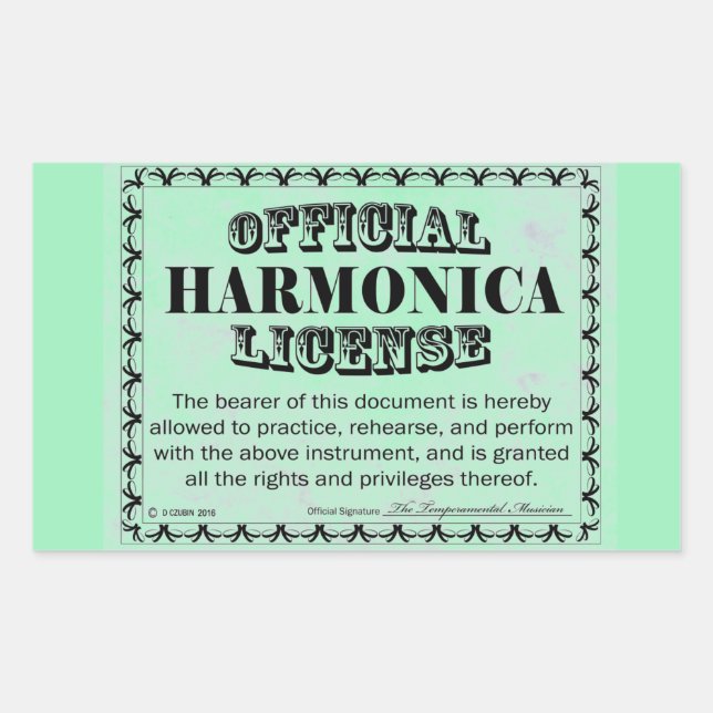 Pegatina rectangular de licencia de Harnonica (Anverso)