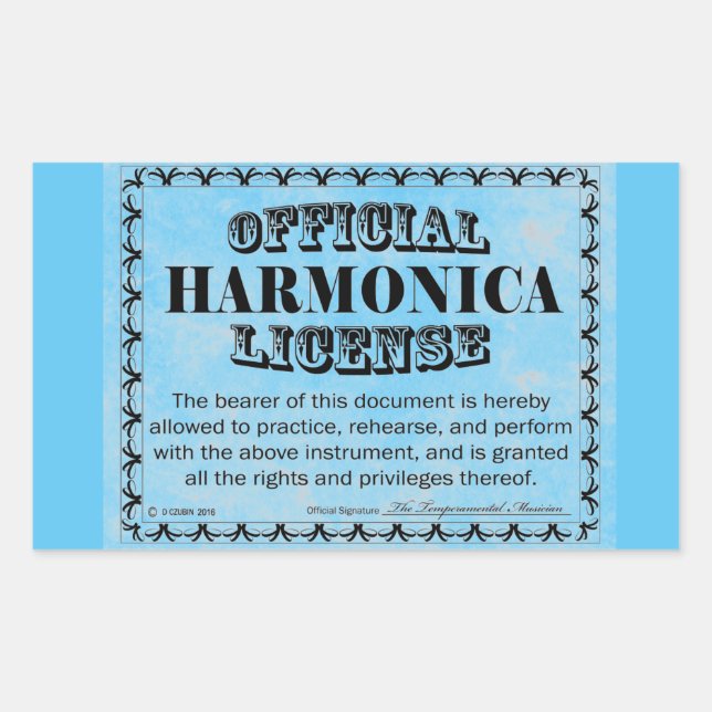 Pegatina rectangular de licencia de Harnonica (Anverso)