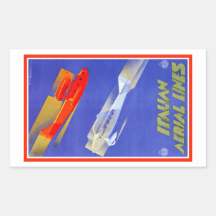 Pegatina rectangular de líneas aéreas italianas