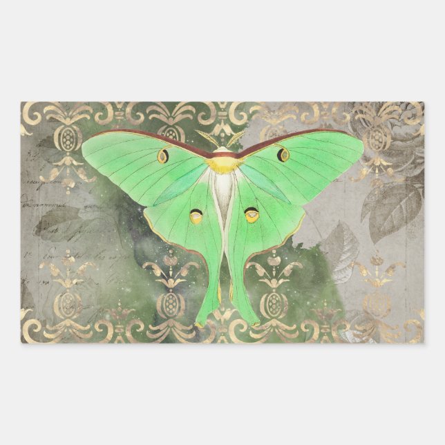 Pegatina rectangular de Luna Verde (Anverso)