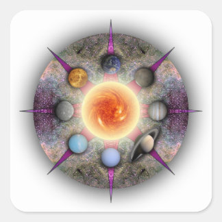 Pegatina rectangular de Mandala planetaria
