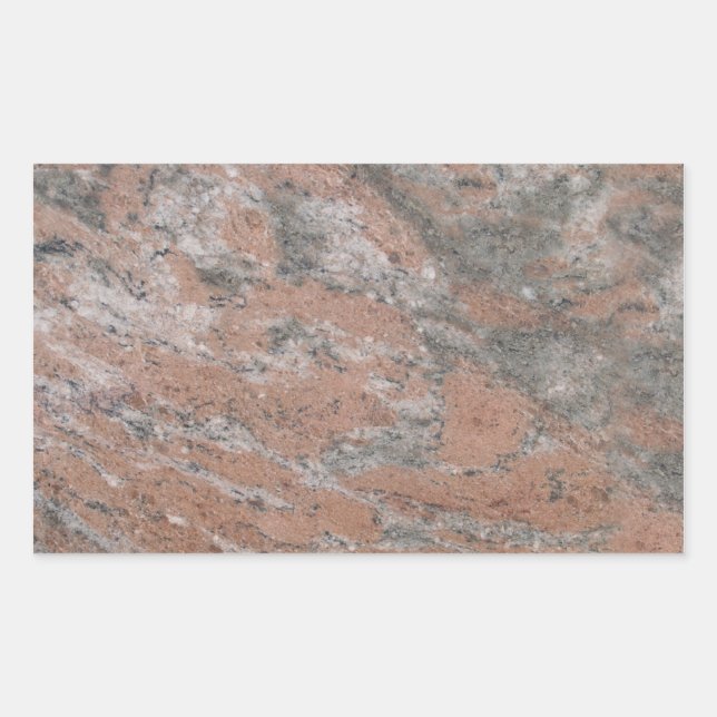 Pegatina rectangular de mármol rosa y gris (Anverso)