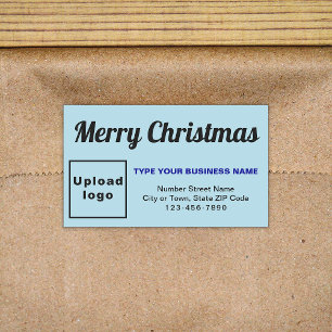 Pegatina rectangular de negocios de Navidad azul c