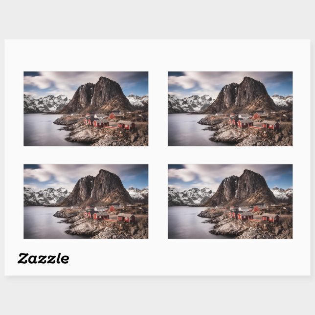 Pegatina rectangular de Noruega (Hoja)