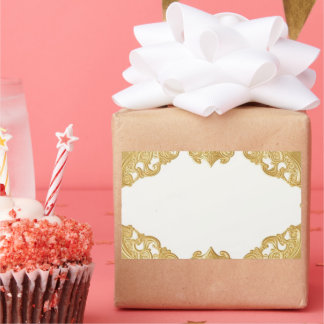 Pegatina rectangular de plantilla de borde dorado