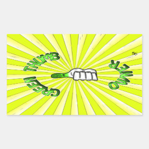 Pegatina rectangular de pulgar verde (jardinería)