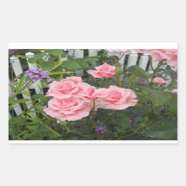 Pegatina rectangular de rosas rosadas