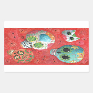 Pegatina Rectangular De tres días de los cráneos muertos